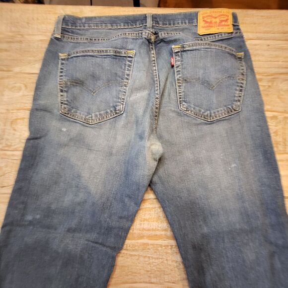 Levi 559 Mens 35x31 Blue Relaxed Straight Leg Jeans Distressed - Picture 9 of 12